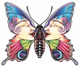 Twin Face Colorful Butterfly Sticker