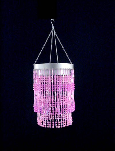 Pink Two Tier Beaded Chandelier with Faceted Balls