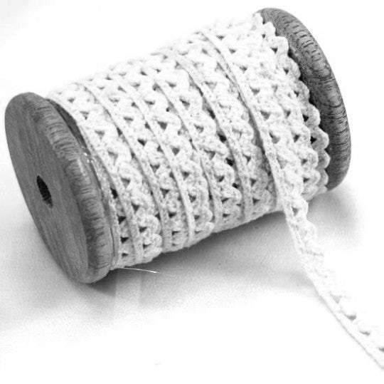 10 Yards White Lace on Wood Spool