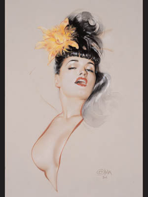 Bettie Page Wild Orchid Note Card by Olivia De Berardinis