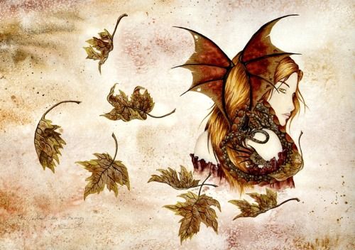 Amy Brown The Wind in Autumn Fairy Dragon Print