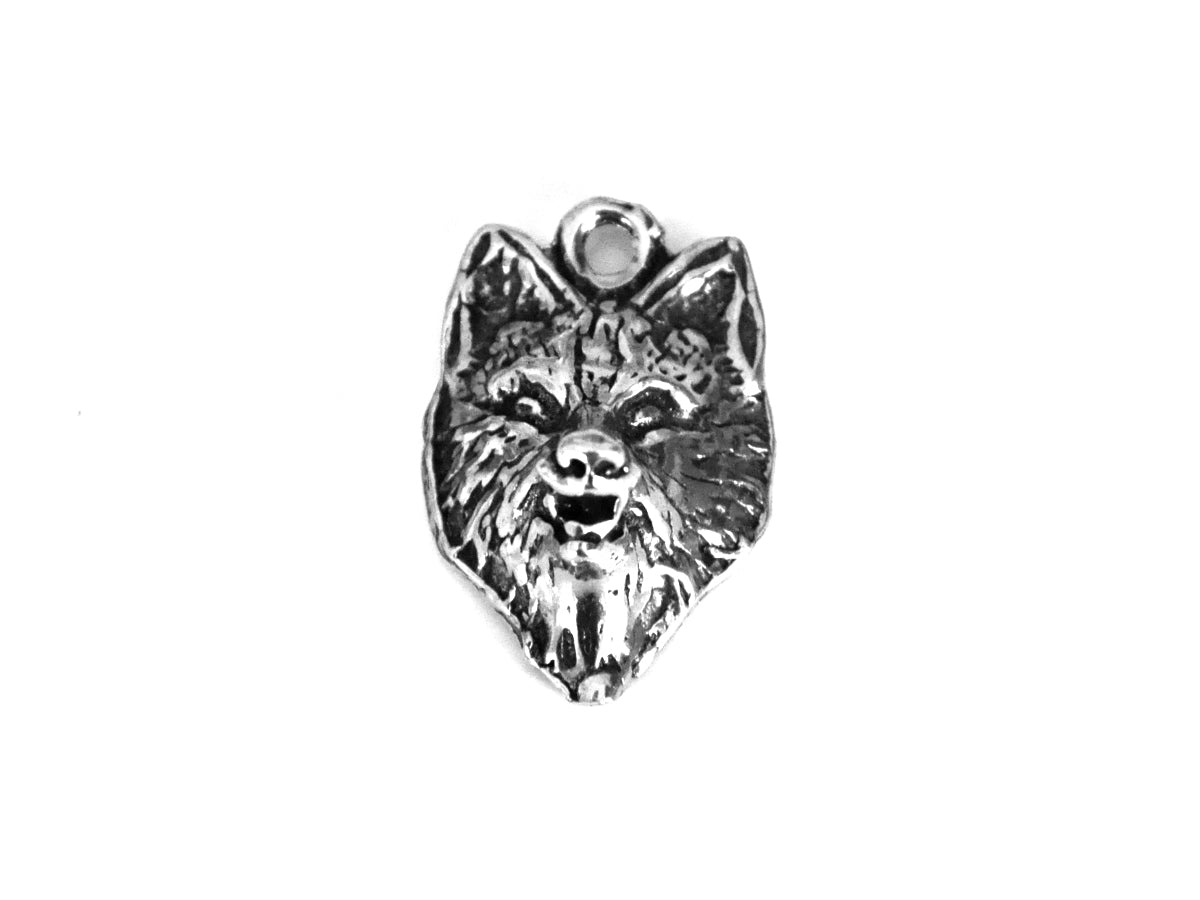 Pewter Wolf Face Pendant -- Raised Wolf Jewelry