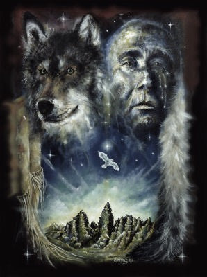 Patrick Gamble Indian Tears + Wolf  Greeting Card